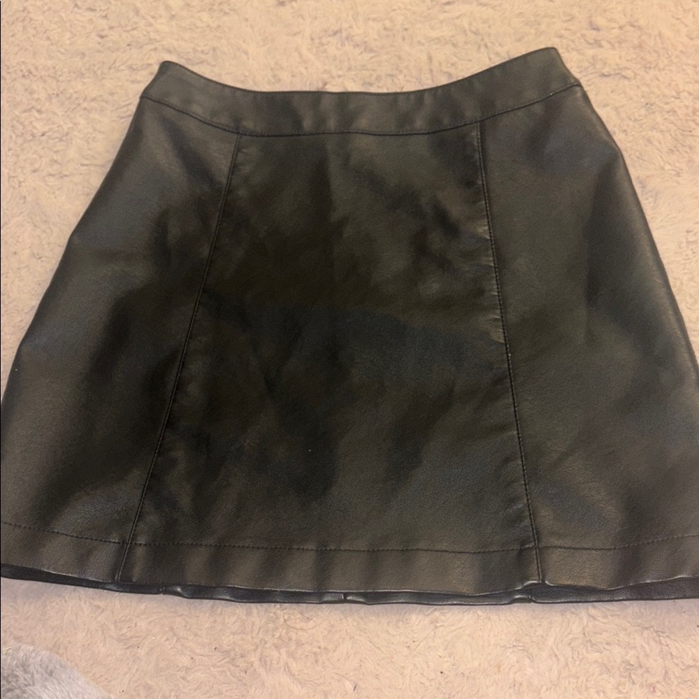 Classic Black Leather Skirt